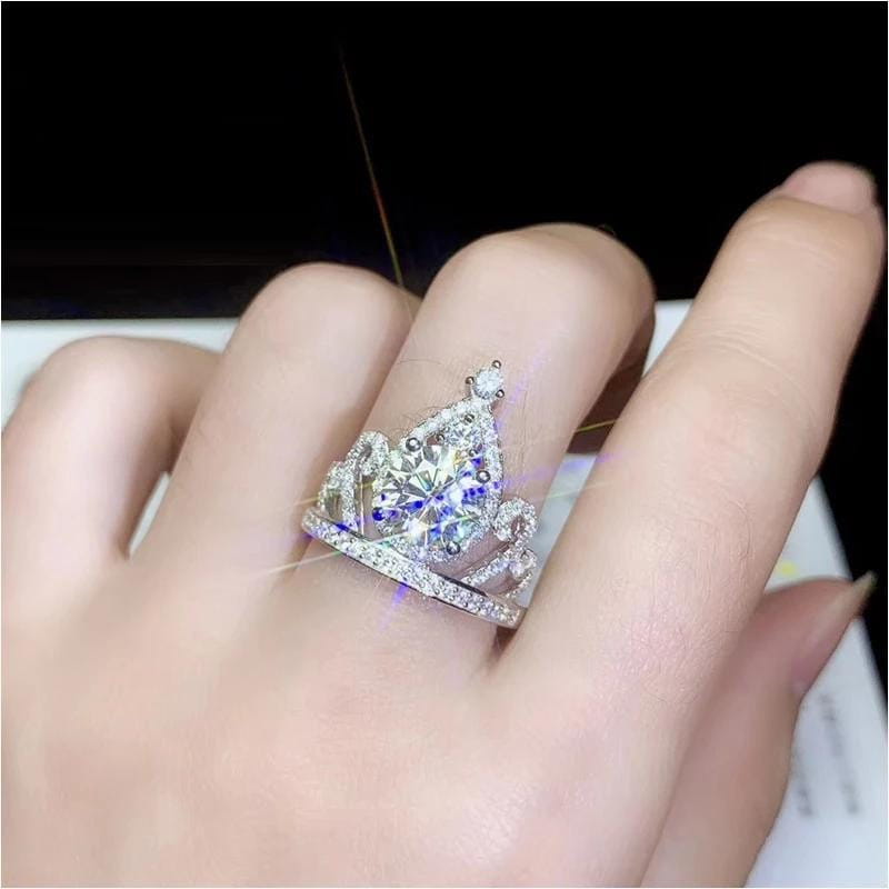 Platinum Plated Silver Vintage Moissanite Ring 1ct & 2ct Options Moissanite Engagement Rings & Jewelry | Luxus Moissanite