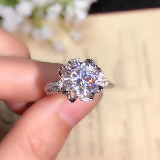 Platinum Plated Silver Vintage Moissanite Ring 1ct, 2ct, 3ct Options Moissanite Engagement Rings & Jewelry | Luxus Moissanite | Moissanite Engagement Rings Cheap