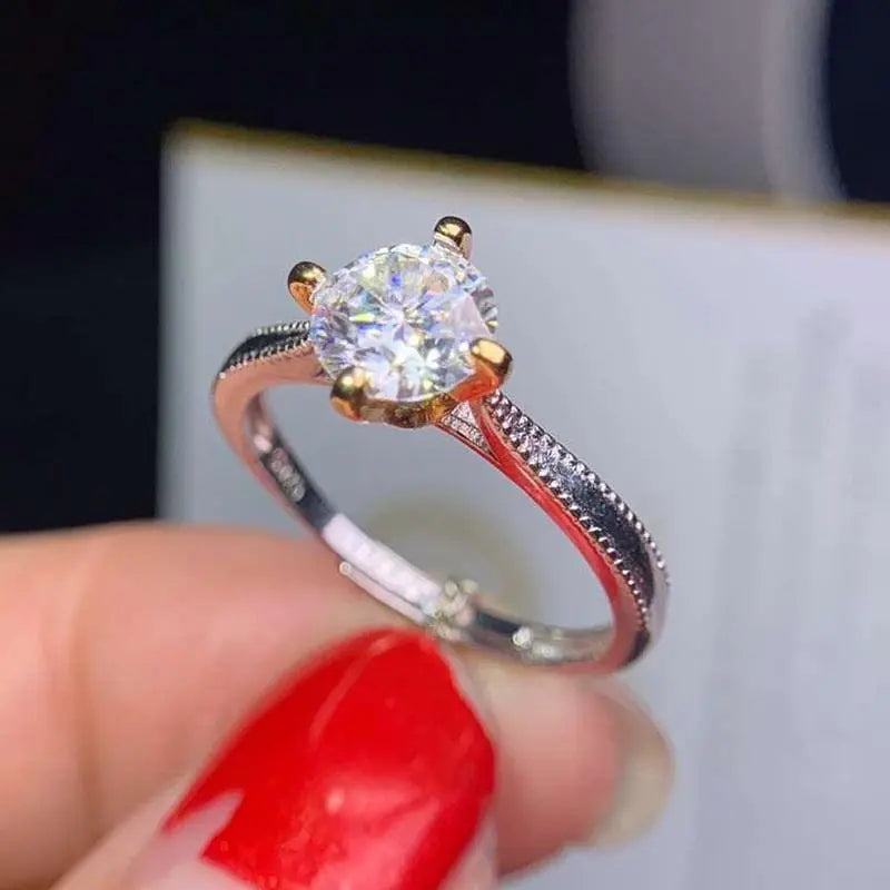 Resizable Gold Plated Silver Solitaire Moissanite Ring 1ct Moissanite Engagement Rings & Jewelry | Luxus Moissanite | Unique Engagement Rings Moissanite