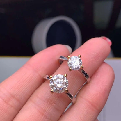 Resizable Gold Plated Silver Solitaire Moissanite Ring 1ct Moissanite Engagement Rings & Jewelry | Luxus Moissanite |Unique Engagement Rings Moissanite 