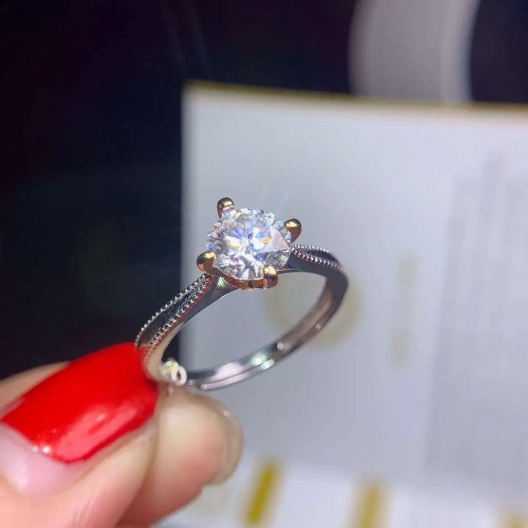 Resizable Gold Plated Silver Solitaire Moissanite Ring 1ct Moissanite Engagement Rings & Jewelry | Luxus Moissanite |Unique Engagement Rings Moissanite