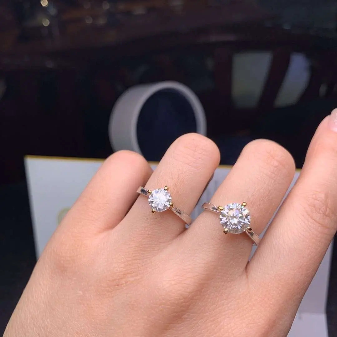 Resizable Gold Plated Silver Solitaire Moissanite Ring 1ct Moissanite Engagement Rings & Jewelry | Luxus Moissanite |Unique Engagement Rings Moissanite