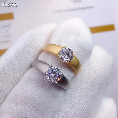 Resizable White or Yellow Gold Solitaire Moissanite Ring 1ct Moissanite Engagement Rings & Jewelry | Luxus Moissanite |  Yellow Gold Wedding Ring Women |  Yellow Gold Wedding Ring Women 