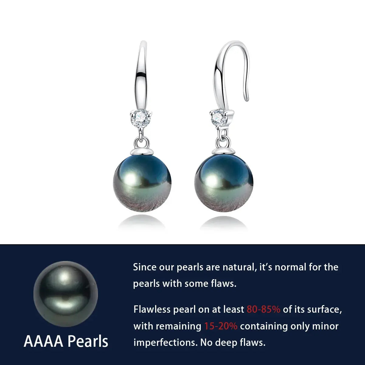 SILVER 9 - 12MM TAHITIAN PEARL AND MOISSANITE DROP EARRINGS Moissanite Engagement Rings & Jewelry | Luxus Moissanite