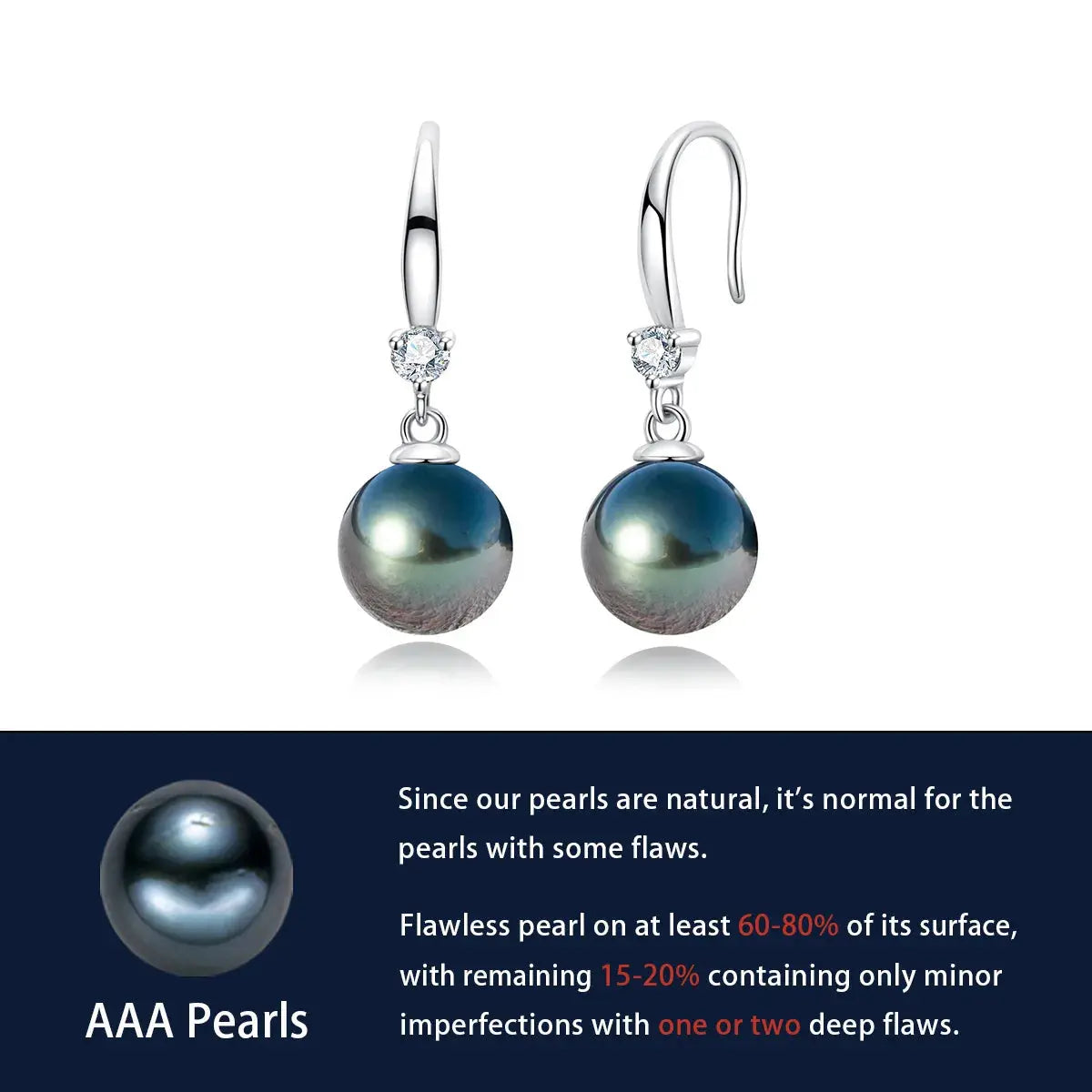 SILVER 9 - 12MM TAHITIAN PEARL AND MOISSANITE DROP EARRINGS Moissanite Engagement Rings & Jewelry | Luxus Moissanite