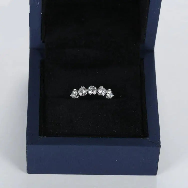 Silver 5 Stone Moissanite Anniversary Ring 1.25ct Moissanite Engagement Rings & Jewelry | Luxus Moissanite