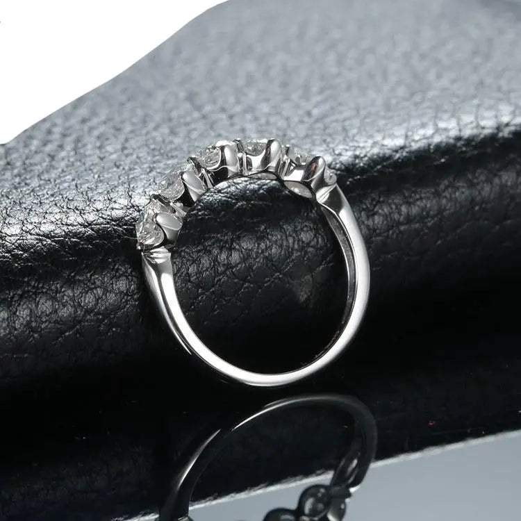 Silver 5 Stone Moissanite Anniversary Ring 1.25ct Moissanite Engagement Rings & Jewelry | Luxus Moissanite