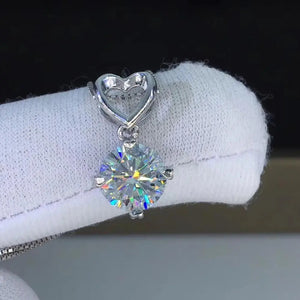 1 Carat Moissanite Heart Pendant Necklace