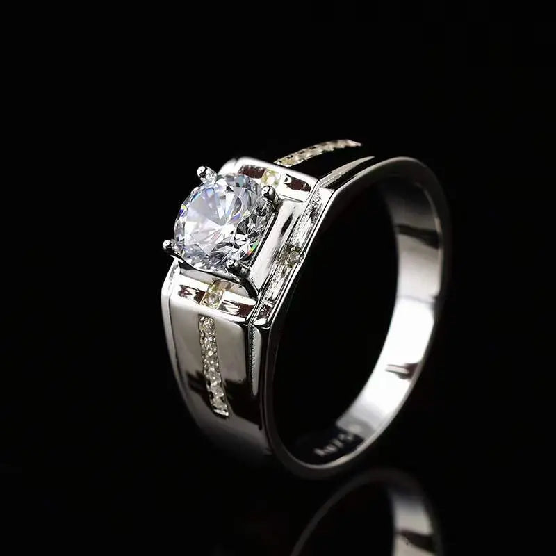 Silver Men's Moissanite Engagement Ring 1 - 3ct Center Stone Moissanite Engagement Rings & Jewelry | Luxus Moissanite