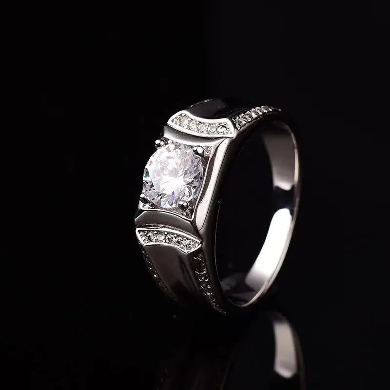 Silver Men's Moissanite Engagement Ring 1 - 3ct Center Stone Moissanite Engagement Rings & Jewelry | Luxus Moissanite