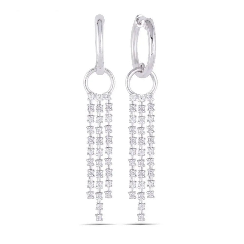 Silver or 14k White Gold Drop / Dangle Moissanite Earrings 1ctw Moissanite Engagement Rings & Jewelry | Luxus Moissanite