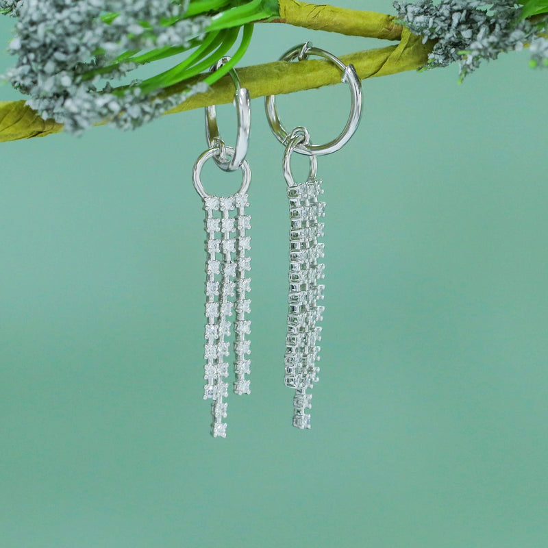 Silver or 14k White Gold Drop / Dangle Moissanite Earrings 1ctw Moissanite Engagement Rings & Jewelry | Luxus Moissanite