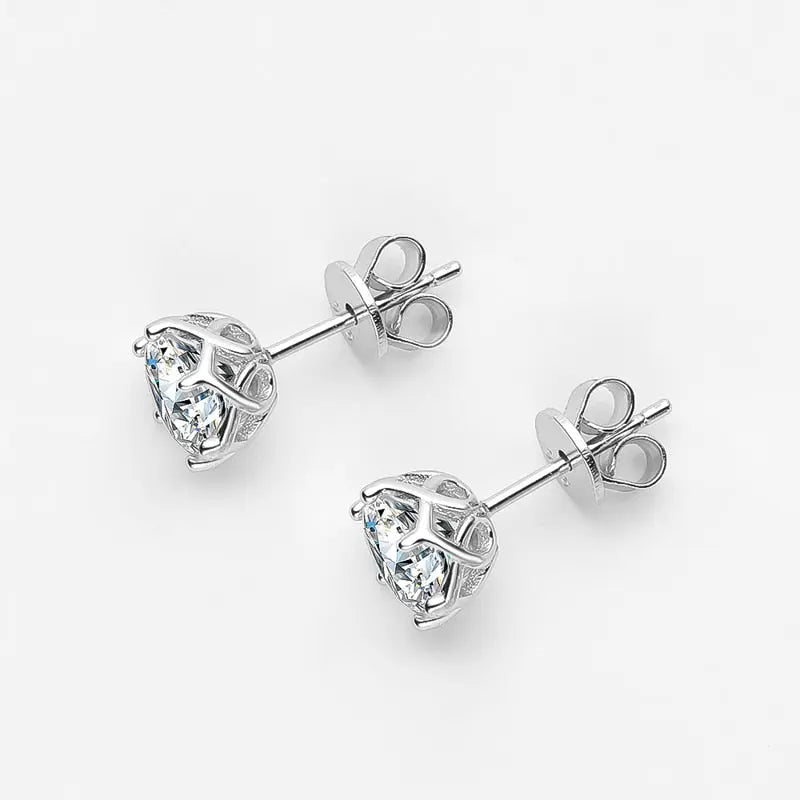 Silver, Rose silver, Yellow silver Moissanite Stud Earrings 1ctw - 2ctw Moissanite Engagement Rings & Jewelry | Luxus Moissanite