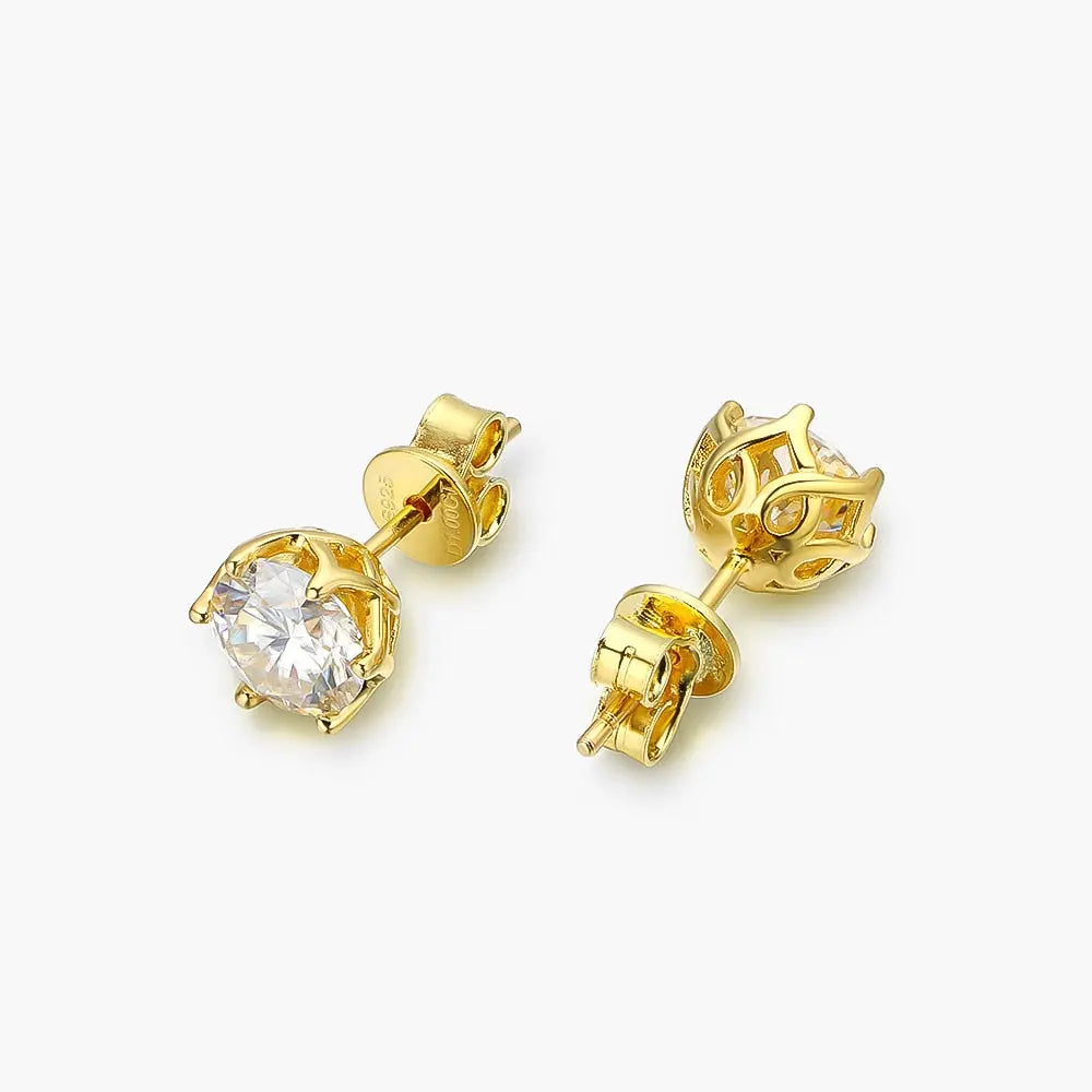 Silver, Rose silver, Yellow silver Moissanite Stud Earrings 1ctw - 2ctw Moissanite Engagement Rings & Jewelry | Luxus Moissanite