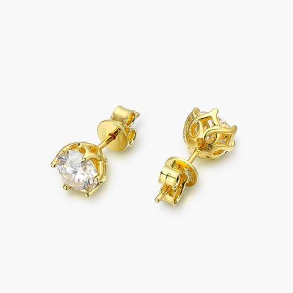 Silver, Rose silver, Yellow silver Moissanite Stud Earrings 1ctw - 2ctw Moissanite Engagement Rings & Jewelry | Luxus Moissanite