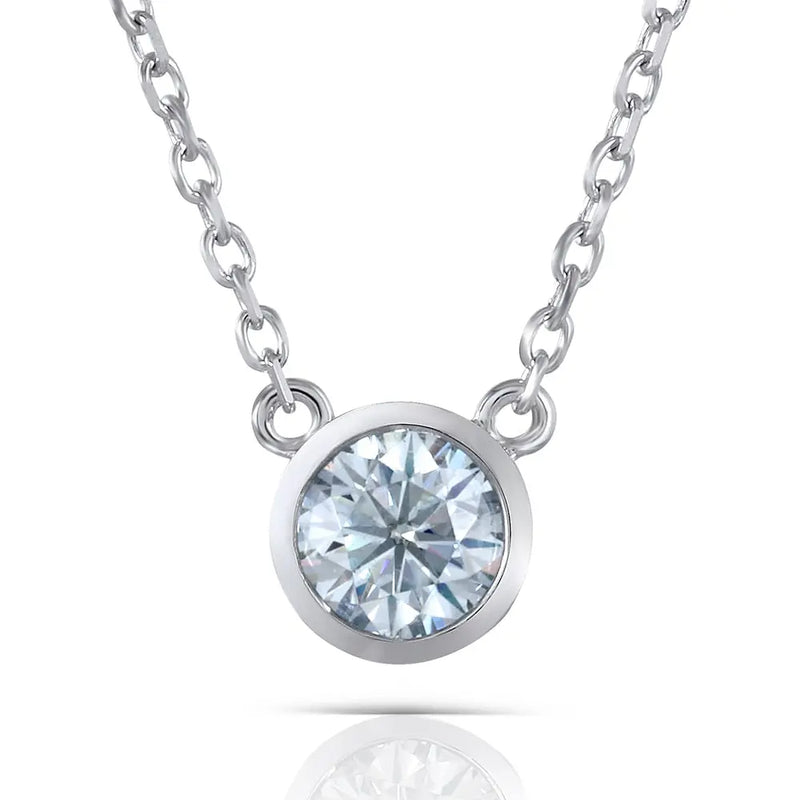 Slight Blue Moissanite Stone Necklace Platinum Plated Silver 1ct Moissanite Engagement Rings & Jewelry | Luxus Moissanite