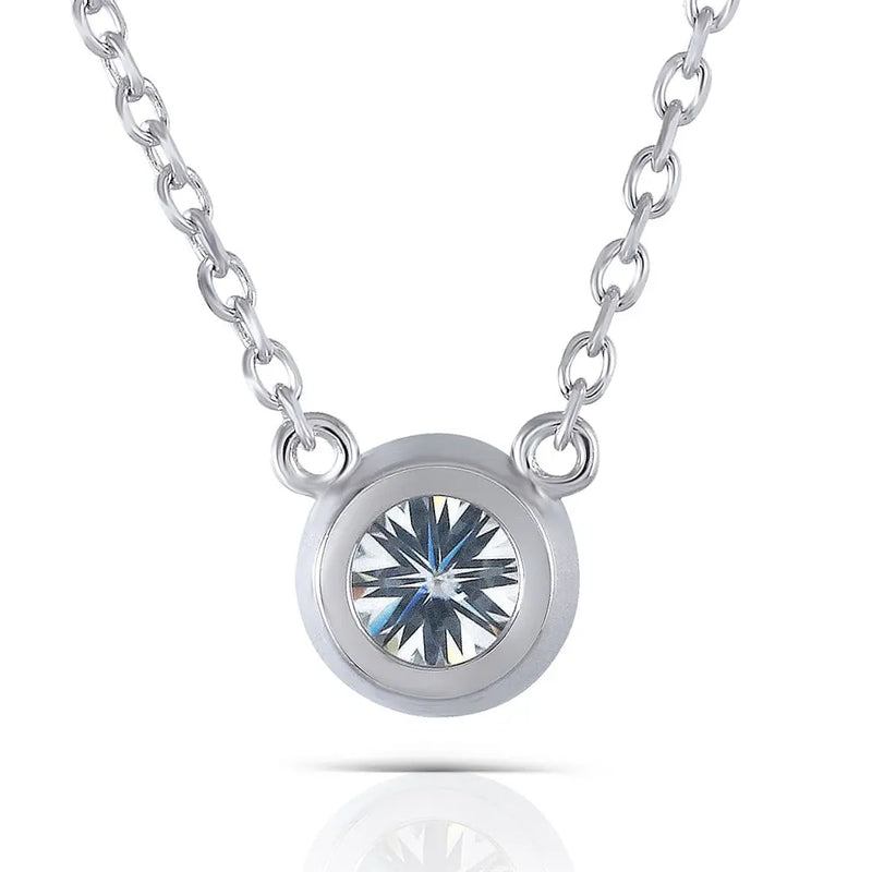 Slight Blue Moissanite Stone Necklace Platinum Plated Silver 1ct Moissanite Engagement Rings & Jewelry | Luxus Moissanite