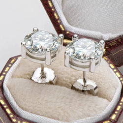 Sterling 925 Silver Moissanite Stud Earrings 4ctw (2ct each) Moissanite Engagement Rings & Jewelry | Luxus Moissanite