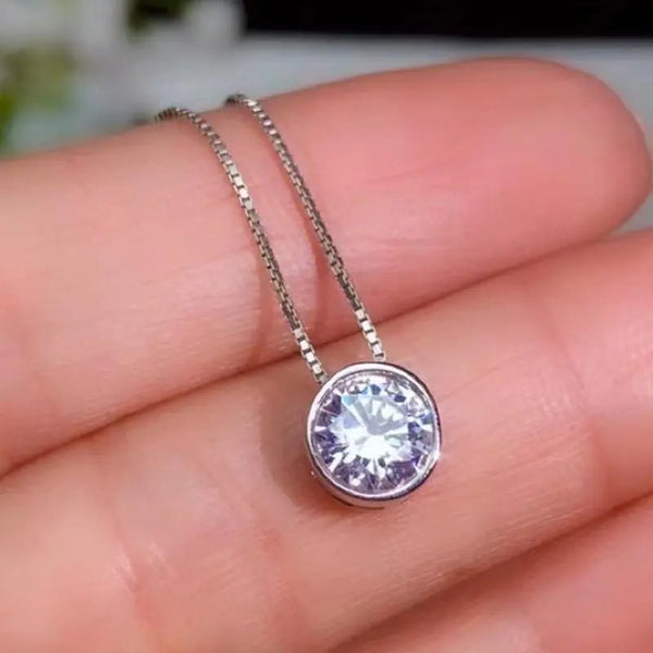White / Rose Gold Plated 925 Silver Moissanite Necklace 1.2ct Moissanite Engagement Rings & Jewelry | Luxus Moissanite
