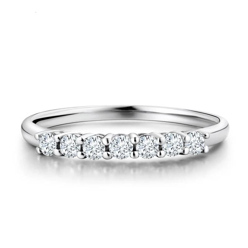White Gold Plated 7 Stone Anniversary Ring 0.25ct Total Moissanite Engagement Rings & Jewelry | Luxus Moissanite