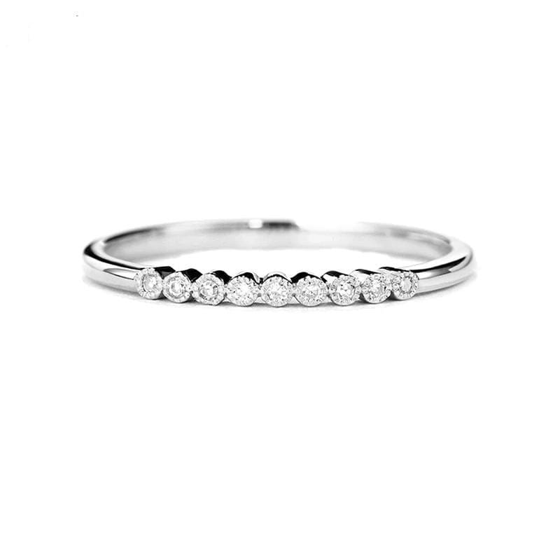 White Gold Plated 9 Stone Moissanite Anniversary Ring 0.04ct Moissanite Engagement Rings & Jewelry | Luxus Moissanite