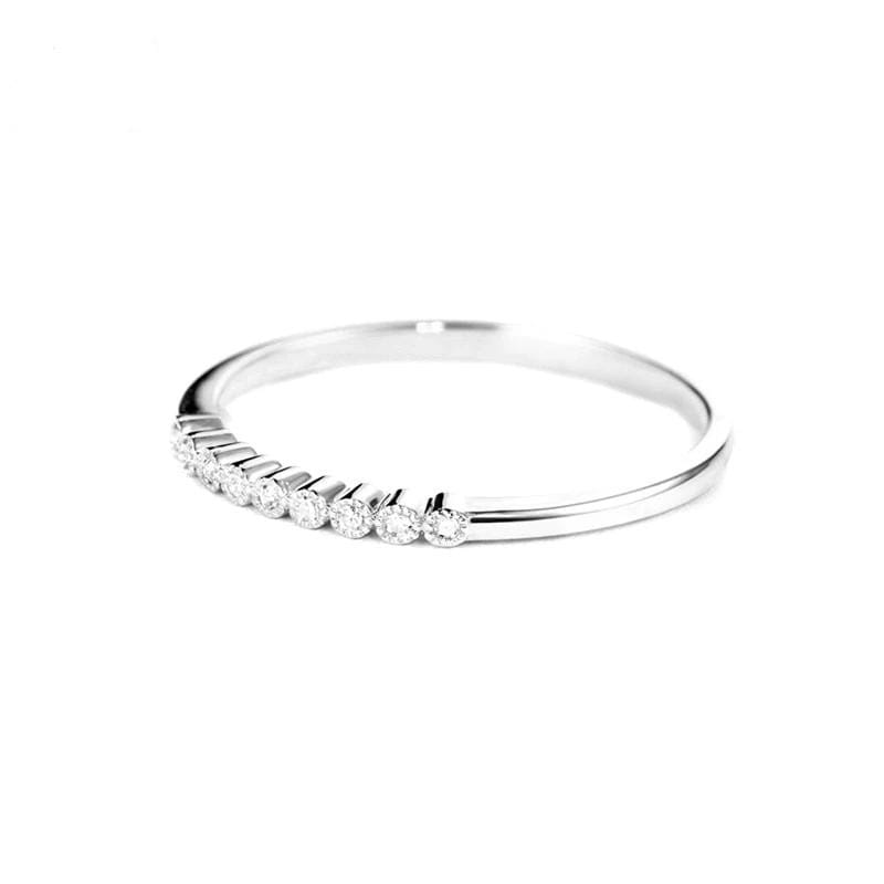 White Gold Plated 9 Stone Moissanite Anniversary Ring 0.04ct Moissanite Engagement Rings & Jewelry | Luxus Moissanite
