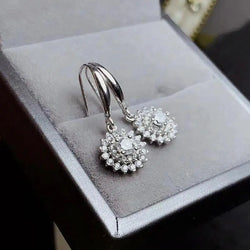 White Gold Plated Double Halo Stud Moissanite Earrings 1.5ctw Moissanite Engagement Rings & Jewelry | Luxus Moissanite