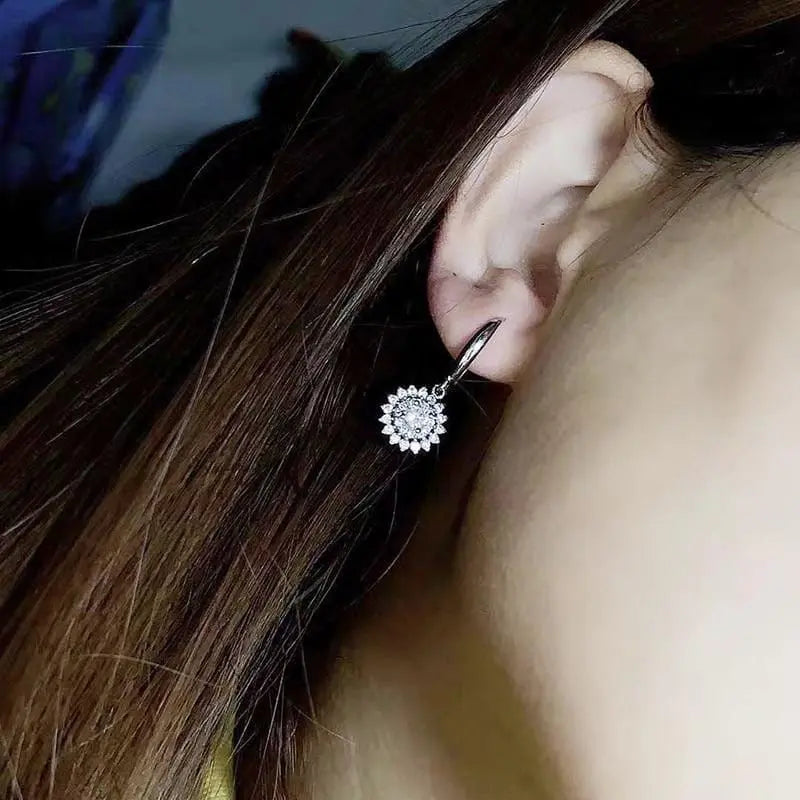 White Gold Plated Double Halo Stud Moissanite Earrings 1.5ctw Moissanite Engagement Rings & Jewelry | Luxus Moissanite \ Double Halo Earrings