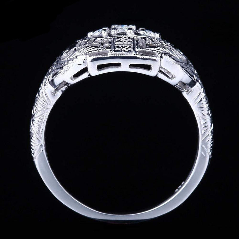 White Gold Plated Silver 3 Stone Moissanite Ring 0.12ct Total Moissanite Engagement Rings & Jewelry | Luxus Moissanite