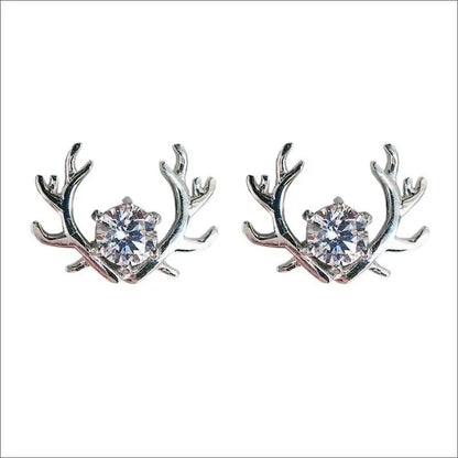 White Gold Plated Silver Deer Moissanite Stud Earrings 1ctw Moissanite Engagement Rings & Jewelry | Luxus Moissanite | Silver Deer Earrings