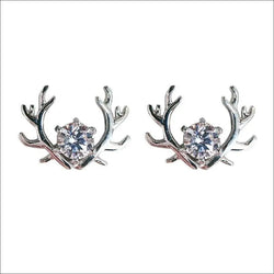 White Gold Plated Silver Deer Moissanite Stud Earrings 1ctw Moissanite Engagement Rings & Jewelry | Luxus Moissanite