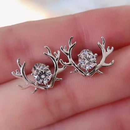 White Gold Plated Silver Deer Moissanite Stud Earrings 1ctw Moissanite Engagement Rings & Jewelry | Luxus Moissanite | Silver Deer Earrings