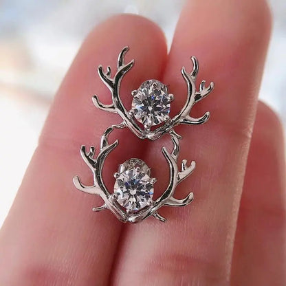 White Gold Plated Silver Deer Moissanite Stud Earrings 1ctw Moissanite Engagement Rings & Jewelry | Luxus Moissanite