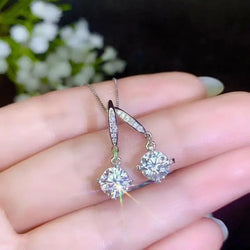 White Gold Plated Silver Drop / Dangle Moissanite Earrings 2ctw Moissanite Engagement Rings & Jewelry | Luxus Moissanite
