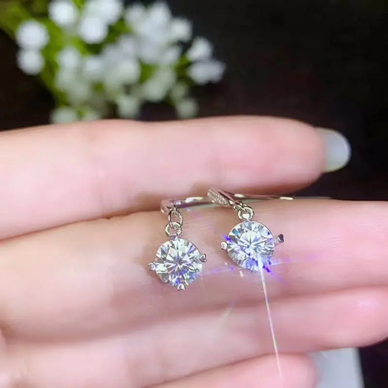 White Gold Plated Silver Drop / Dangle Moissanite Earrings 2ctw Moissanite Engagement Rings & Jewelry | Luxus Moissanite
