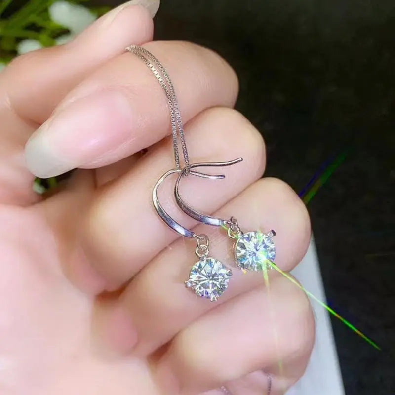White Gold Plated Silver Drop / Dangle Moissanite Earrings 2ctw Moissanite Engagement Rings & Jewelry | Luxus Moissanite