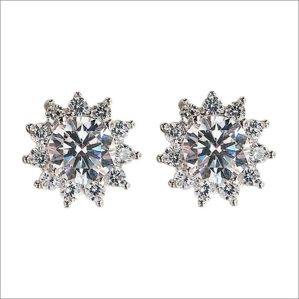 White Gold Plated Silver Halo Moissanite Earrings 2ctw – Luxus Moissanite