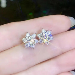 White Gold Plated Silver Halo Stud Moissanite Earrings 1ctw and 2ctw Options Moissanite Engagement Rings & Jewelry | Luxus Moissanite