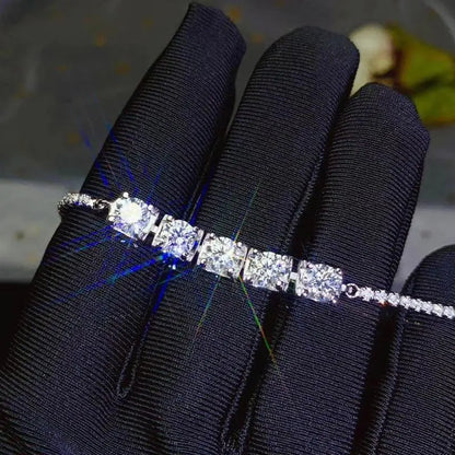 White Gold Plated Silver Moissanite Bracelet 2.5ctw Moissanite Engagement Rings & Jewelry | Luxus Moissanite | Moissanite Bracelet Women Collection