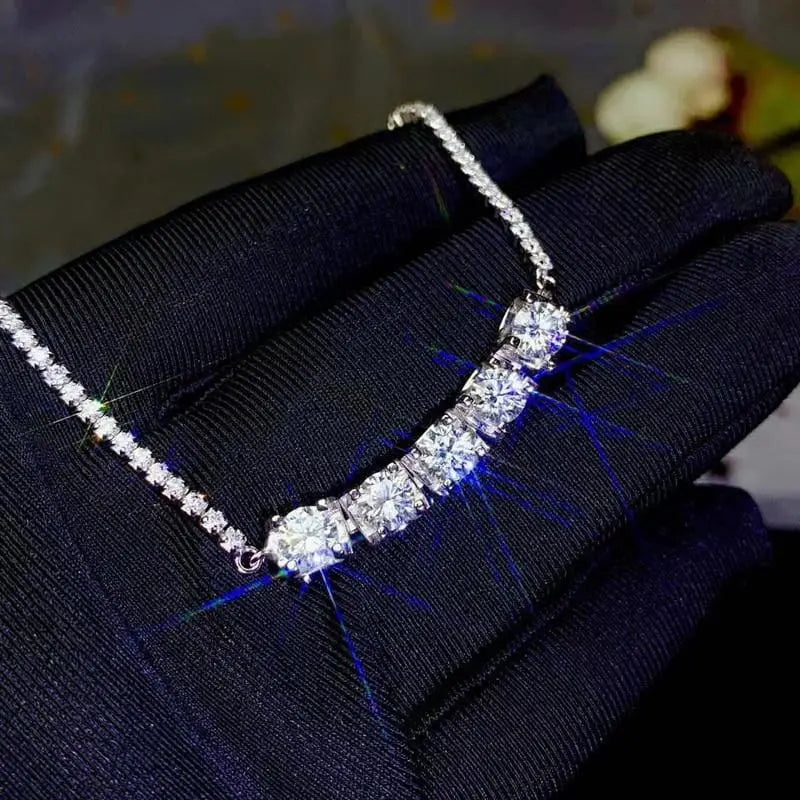 White Gold Plated Silver Moissanite Bracelet 2.5ctw Moissanite Engagement Rings & Jewelry | Luxus Moissanite