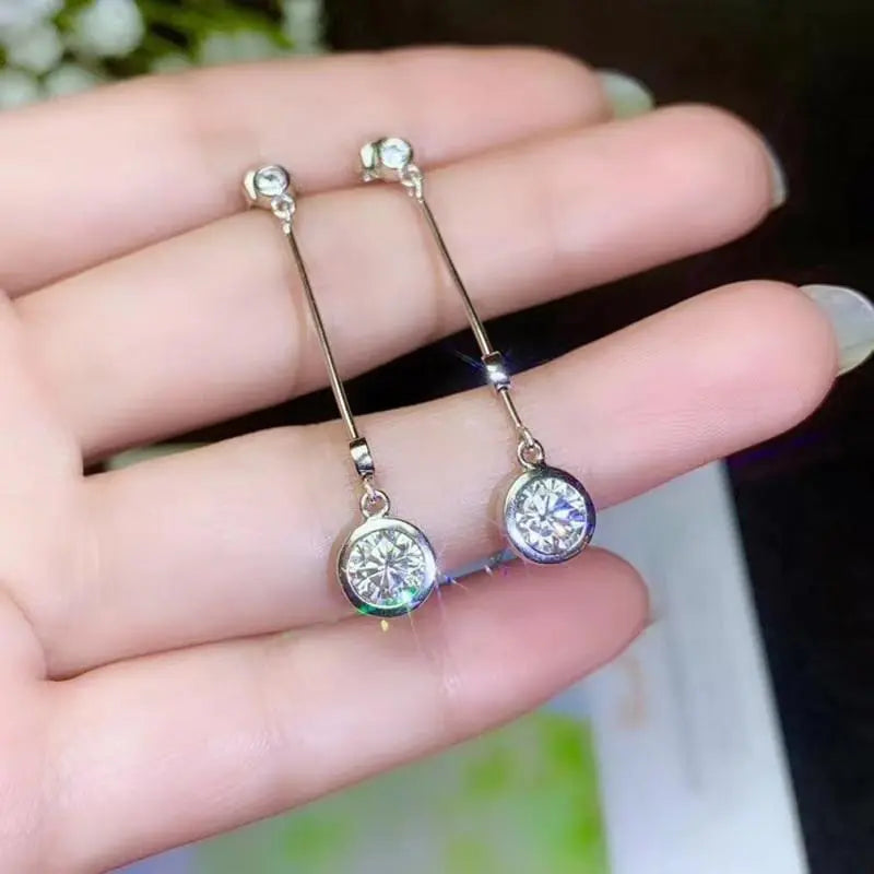 White Gold Plated Silver Moissanite Earrings 1ctw & 2ctw Options Moissanite Engagement Rings & Jewelry | Luxus Moissanite |  White Gold Women Earrings 