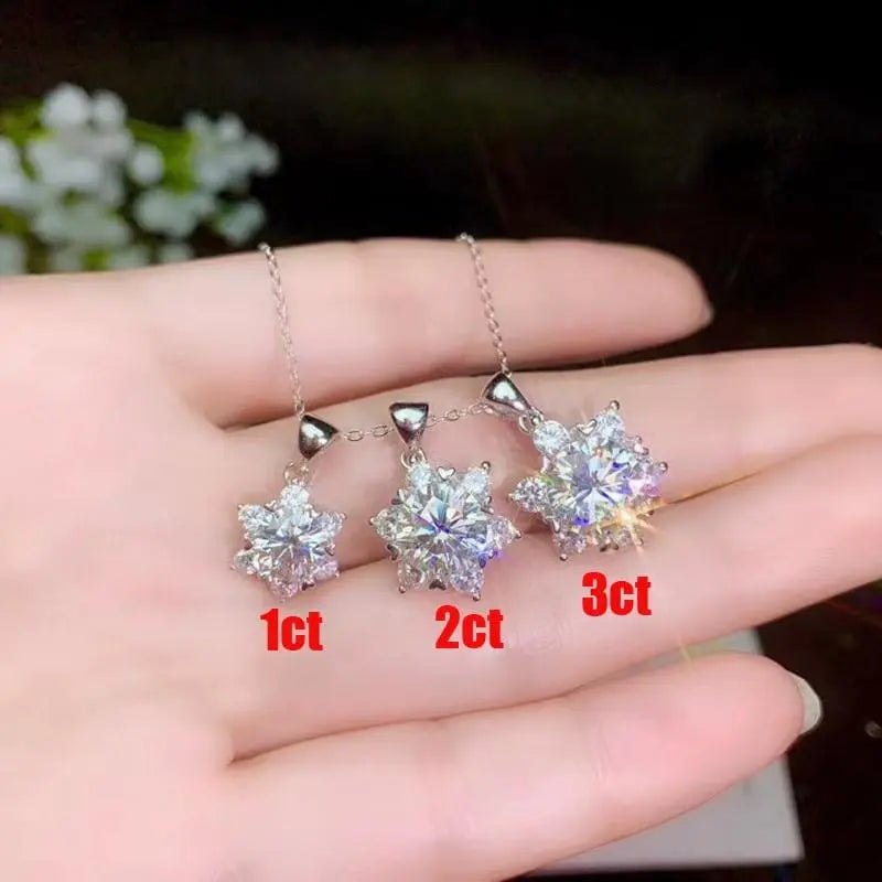 White Gold Plated Silver Moissanite Halo Necklace 1-3ct Options Moissanite Engagement Rings & Jewelry | Luxus Moissanite