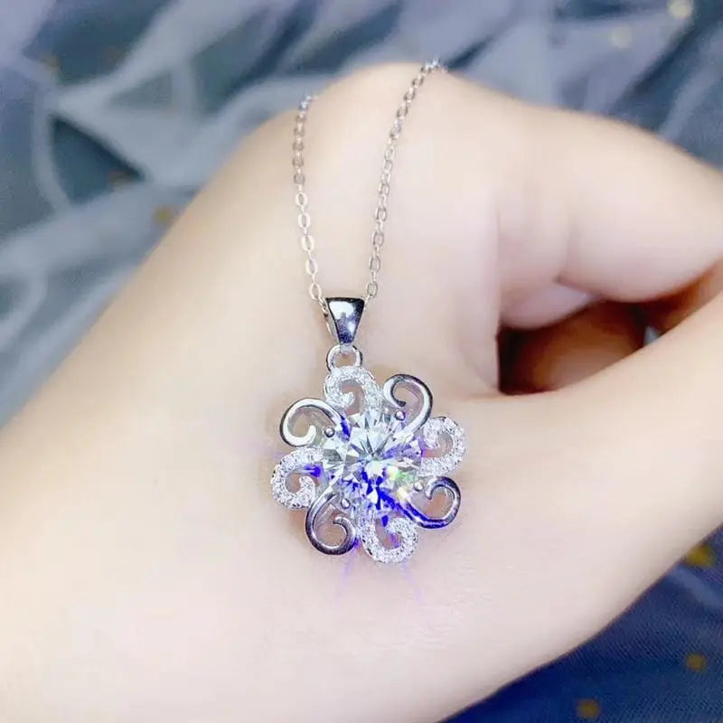 White Gold Plated Silver Moissanite Necklace 2ct Center Stone Moissanite Engagement Rings & Jewelry | Luxus Moissanite | Trendy Necklace