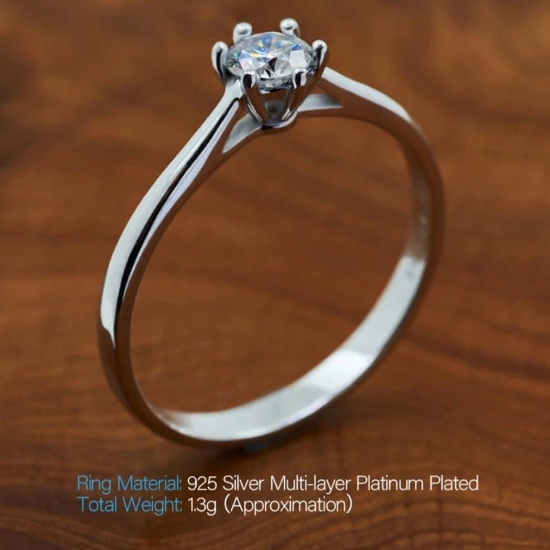 White Gold Plated Silver Moissanite Ring 0.3ct Moissanite Engagement Rings & Jewelry | Luxus Moissanite