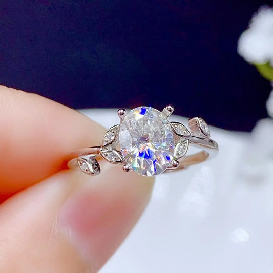 White Gold Plated Silver Moissanite Ring 1.5ct Center Stone Moissanite Engagement Rings & Jewelry | Luxus Moissanite | Breathtaking Engagement Rings