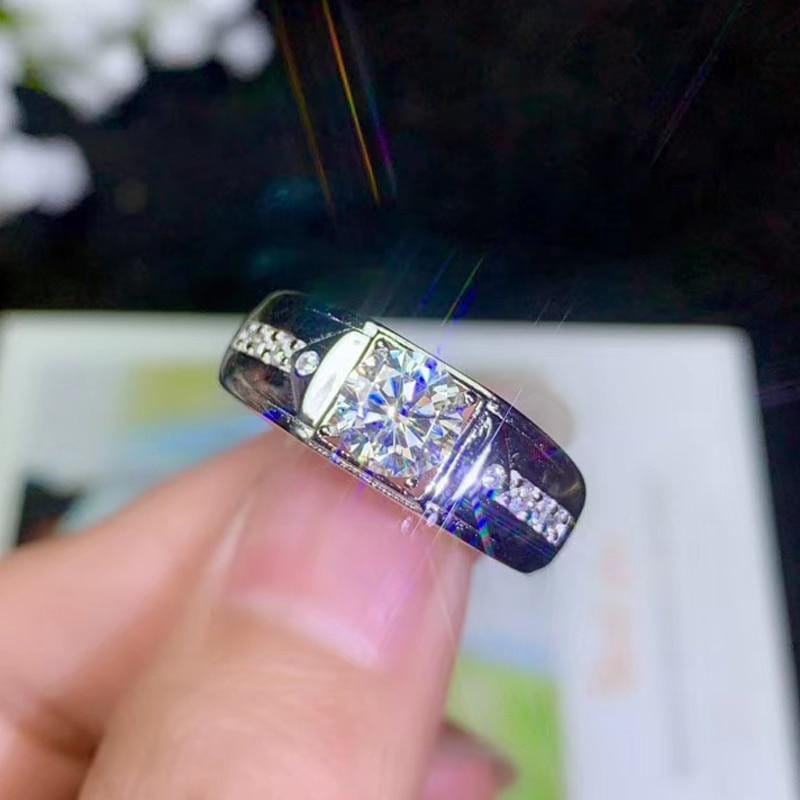 White Gold Plated Silver Moissanite Ring 1ct Center Stone Moissanite Engagement Rings & Jewelry - White Gold Moissanite Ring| Luxus Moissanite