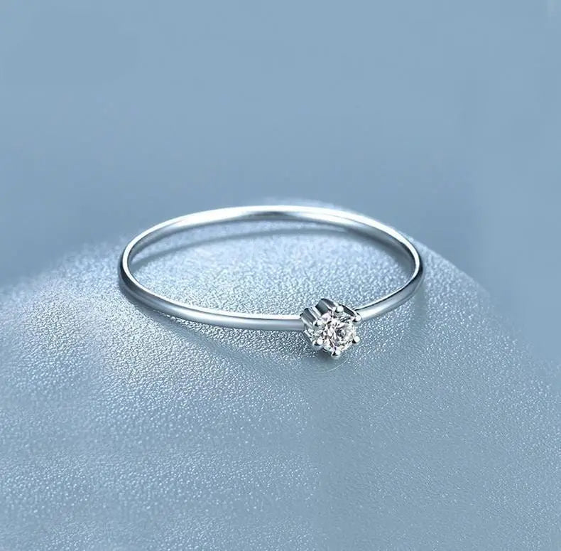 White Gold Plated Silver Solitaire Moissanite Ring 0.2ct Moissanite Engagement Rings & Jewelry | Luxus Moissanite