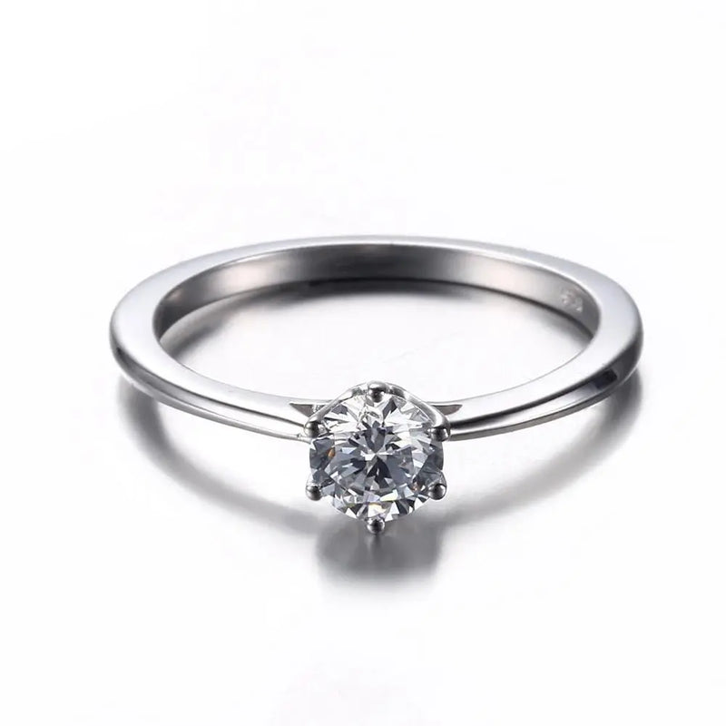 White Gold Plated Silver Solitaire Moissanite Ring 0.5ct Moissanite Engagement Rings & Jewelry | Luxus Moissanite