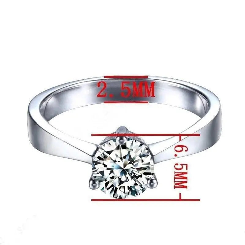 White Gold Plated Silver Solitaire Moissanite Ring 0.8ct Moissanite Engagement Rings & Jewelry | Luxus Moissanite White Gold Plated Silver Solitaire Moissanite Ring 0.8ct | Moissanite Anniversary Band White Gold