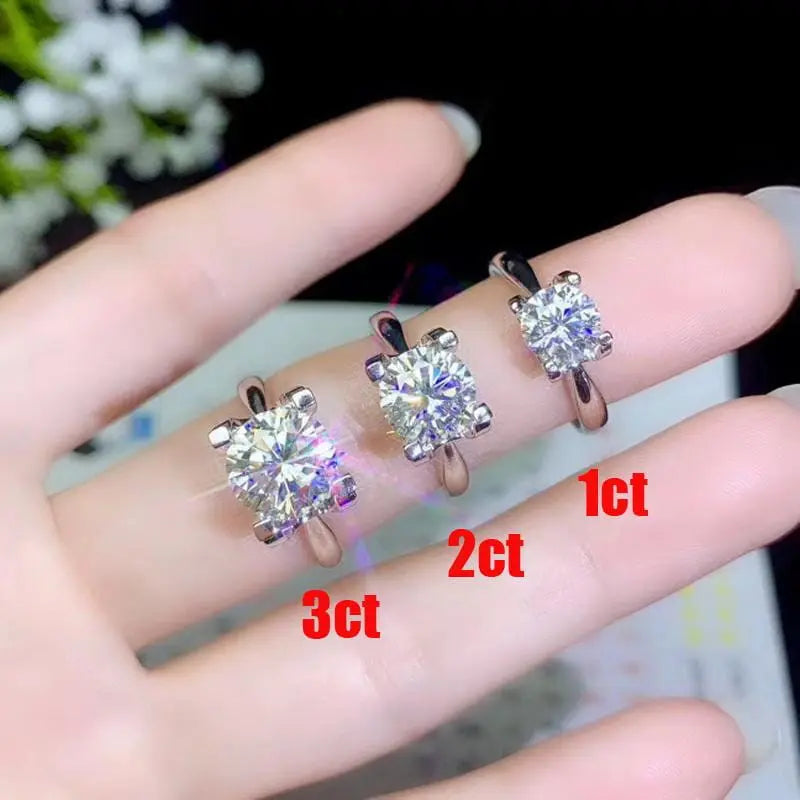 White Gold Plated Silver Solitaire Moissanite Ring 1ct, 2ct, 3ct Options Moissanite Engagement Rings & Jewelry | Luxus Moissanite